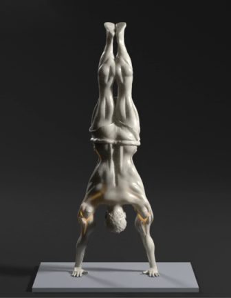 Calix holding a handstand, seen from behind